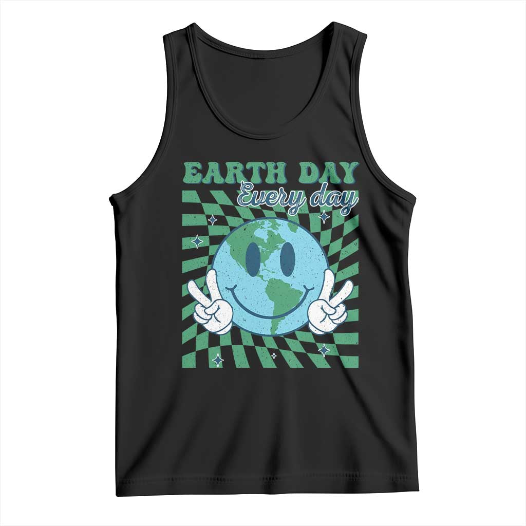 Earth Day Everyday Tank Top Smile Face Hippie Planet Anniversary TS02 Black Print Your Wear