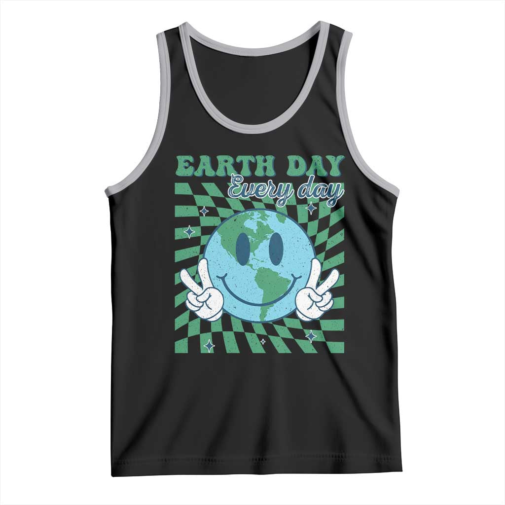 Earth Day Everyday Tank Top Smile Face Hippie Planet Anniversary TS02 Black Athletic Heather Print Your Wear