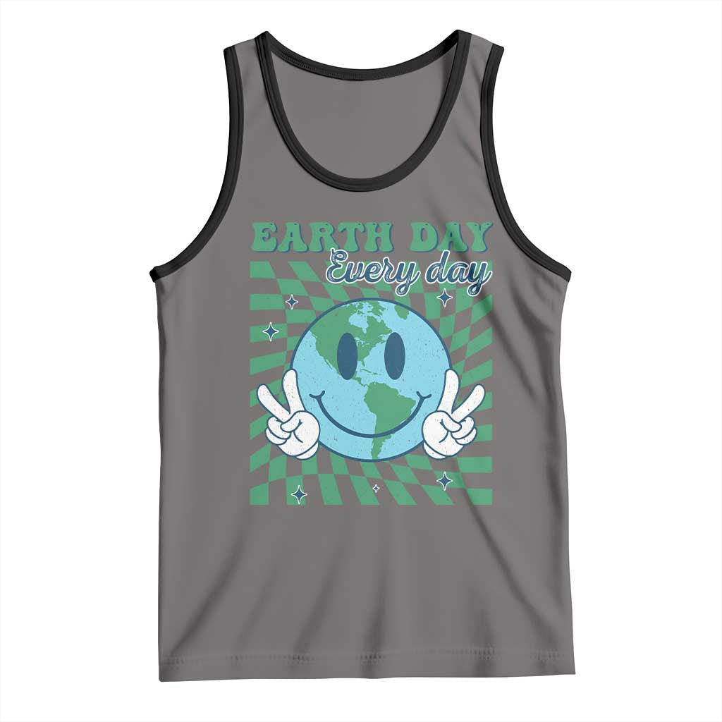 Earth Day Everyday Tank Top Smile Face Hippie Planet Anniversary TS02 Deep Heather Black Print Your Wear
