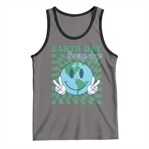 Earth Day Everyday Tank Top Smile Face Hippie Planet Anniversary TS02 Deep Heather Black Print Your Wear