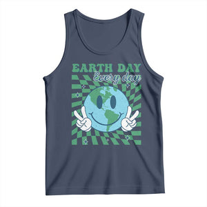 Earth Day Everyday Tank Top Smile Face Hippie Planet Anniversary TS02 Navy Print Your Wear