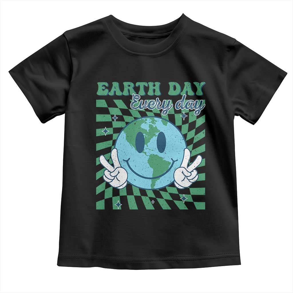 Earth Day Everyday Toddler T Shirt Smile Face Hippie Planet Anniversary TS02 Black Print Your Wear
