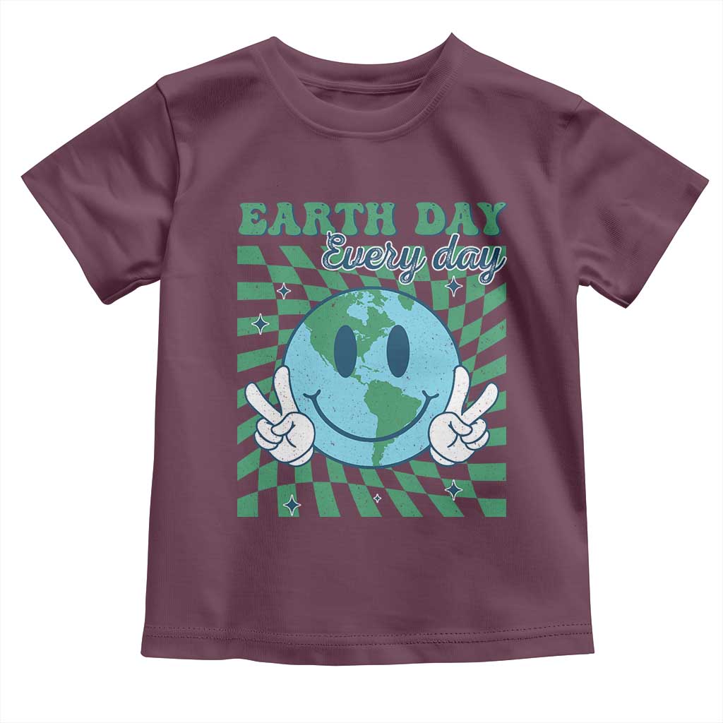Earth Day Everyday Toddler T Shirt Smile Face Hippie Planet Anniversary TS02 Maroon Print Your Wear