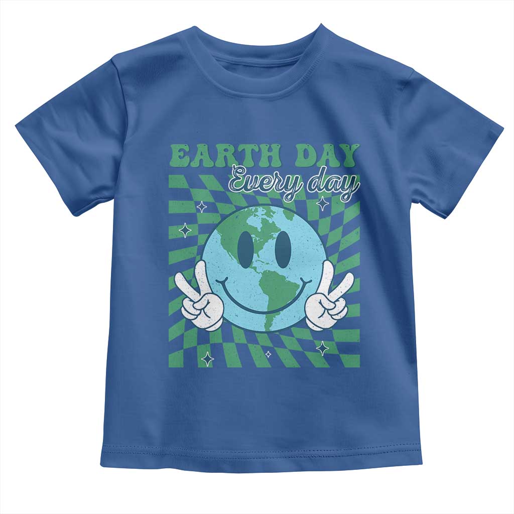 Earth Day Everyday Toddler T Shirt Smile Face Hippie Planet Anniversary TS02 Royal Blue Print Your Wear