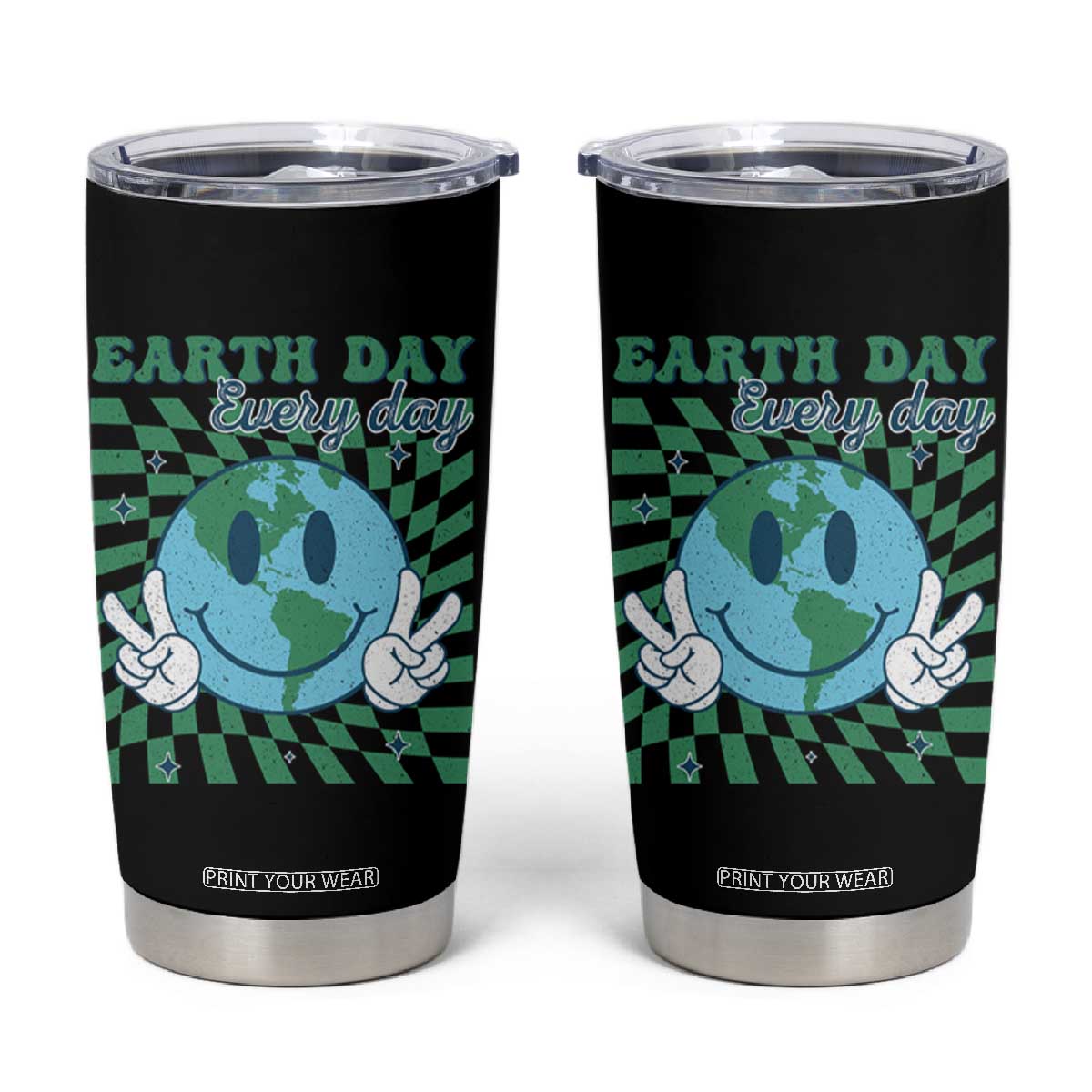 Earth Day Everyday Tumbler Cup Smile Face Hippie Planet Anniversary TS02 Black Print Your Wear