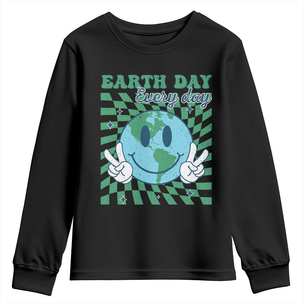 Earth Day Everyday Youth Sweatshirt Smile Face Hippie Planet Anniversary TS02 Black Print Your Wear