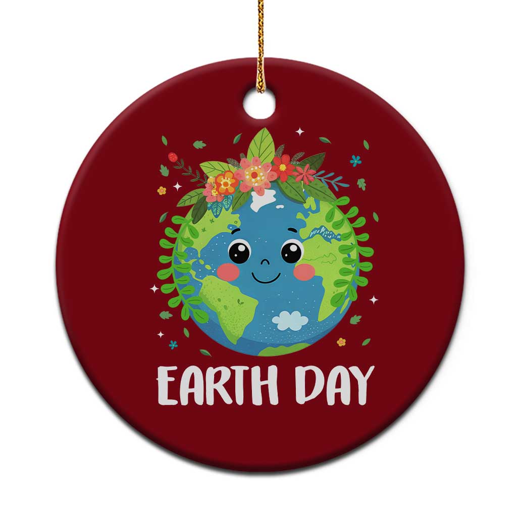 Happy Earth Day Ceramic Ornament Cute Earth With Floral TS02 1pc Red Print Your Wear