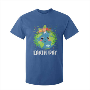 Happy Earth Day T Shirt For Kid Cute Earth With Floral TS02 Royal Blue Print Your Wear