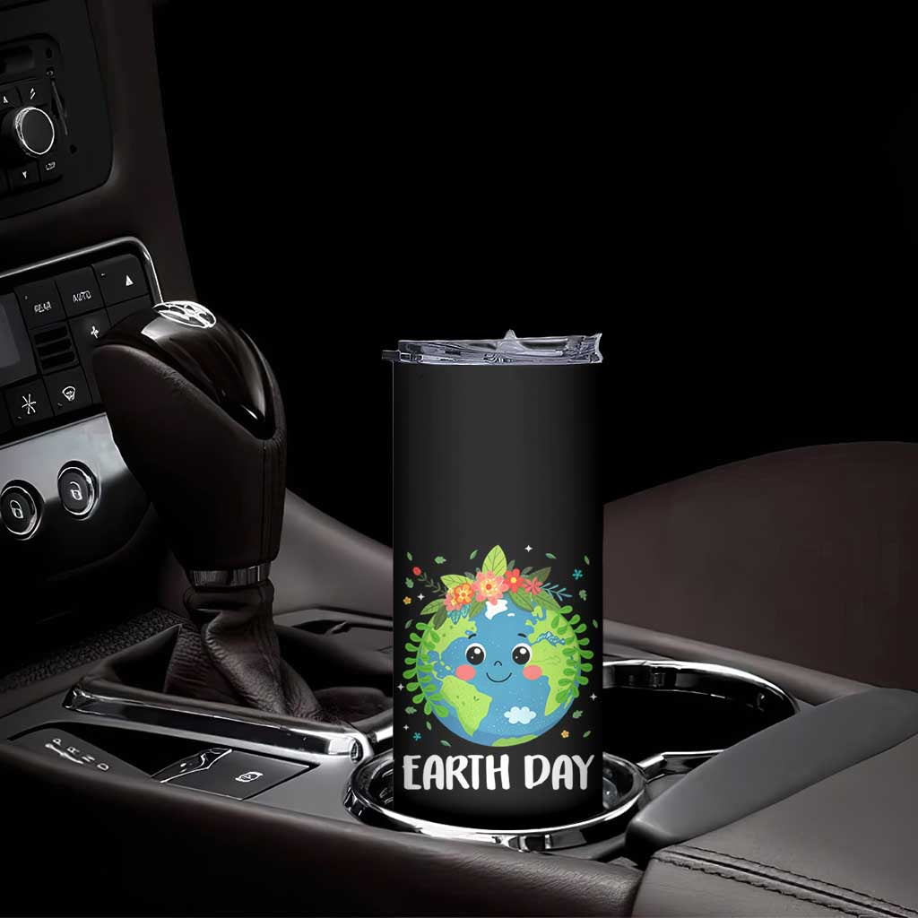 Happy Earth Day Skinny Tumbler Cute Earth With Floral TS02 Print Your Wear