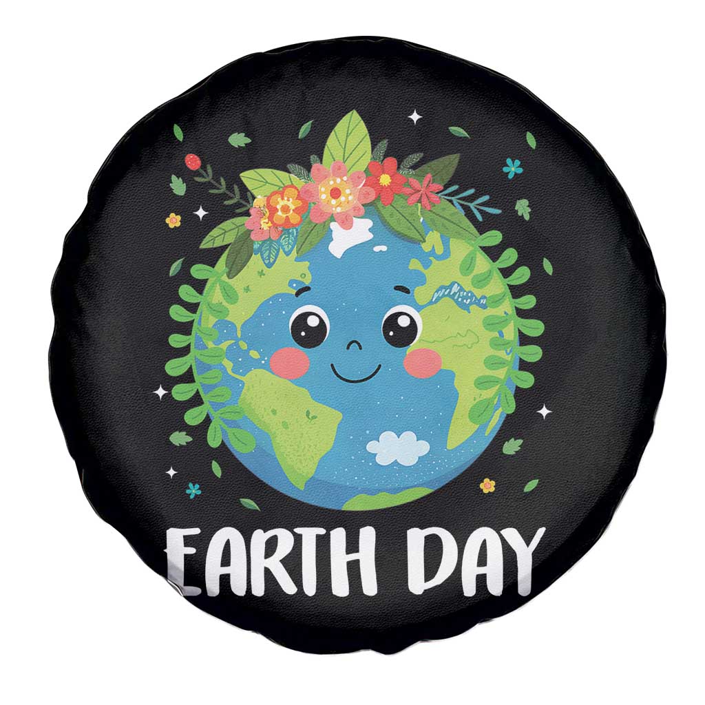 Happy Earth Day Spare Tire Cover Cute Earth With Floral TS02 Print Your Wear