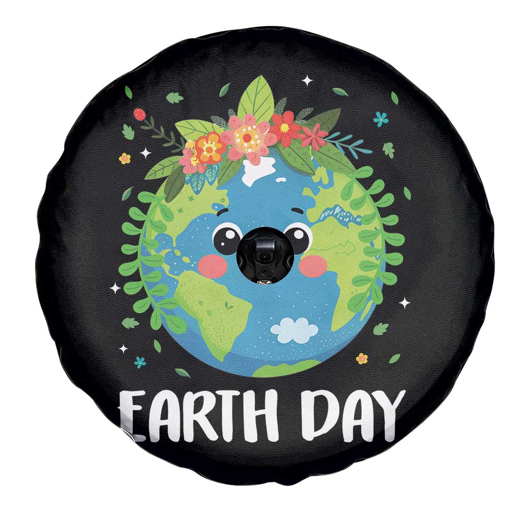 Happy Earth Day Spare Tire Cover Cute Earth With Floral TS02 Print Your Wear