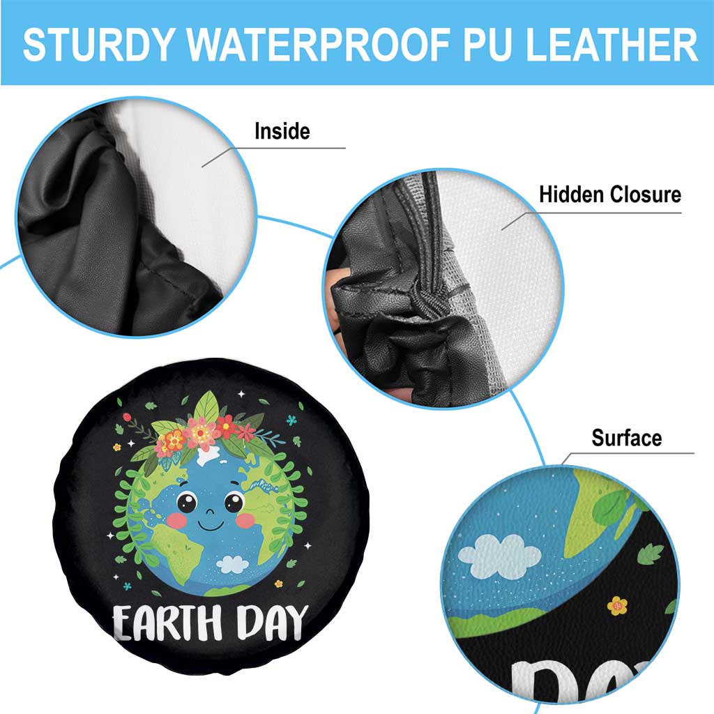 Happy Earth Day Spare Tire Cover Cute Earth With Floral TS02 Print Your Wear