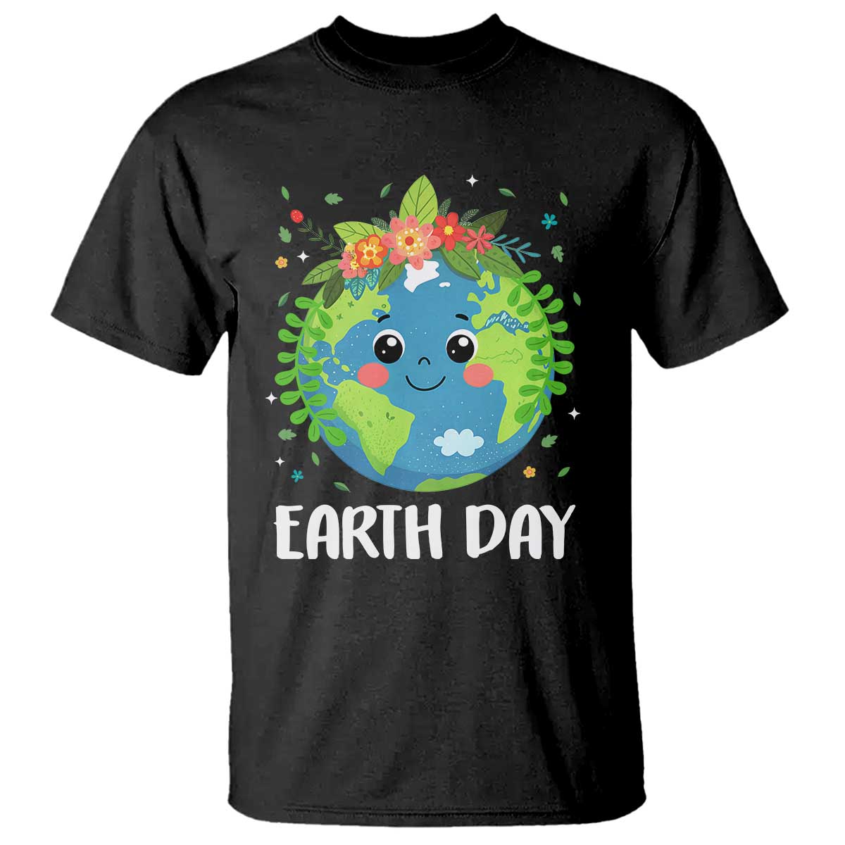 Happy Earth Day T Shirt Cute Earth With Floral TS02 Black Print Your Wear