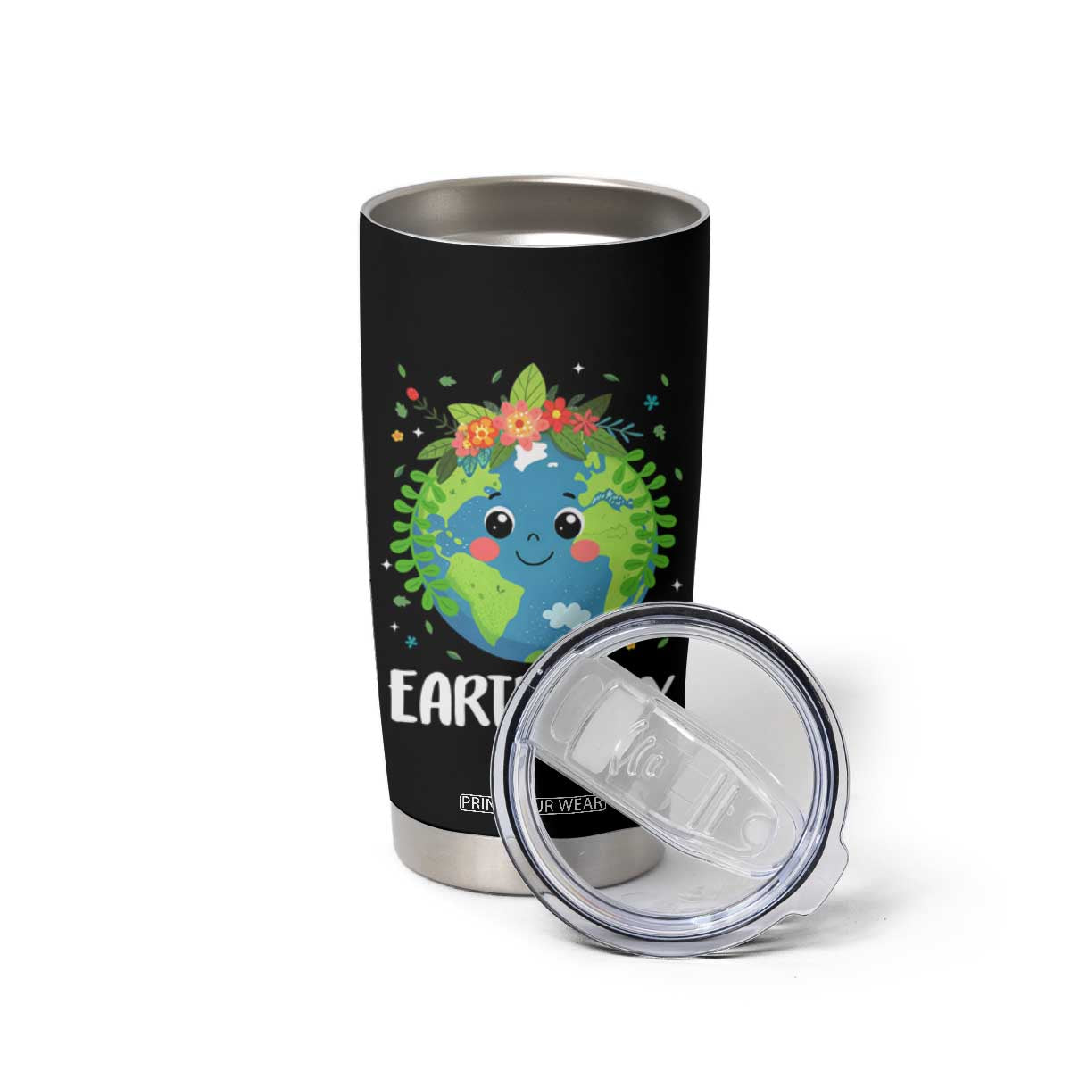 Happy Earth Day Tumbler Cup Cute Earth With Floral TS02 Print Your Wear