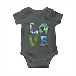 Earth Day LOVE Baby Onesie Planet Anniversary Everyday TS02 Dark Heather Print Your Wear