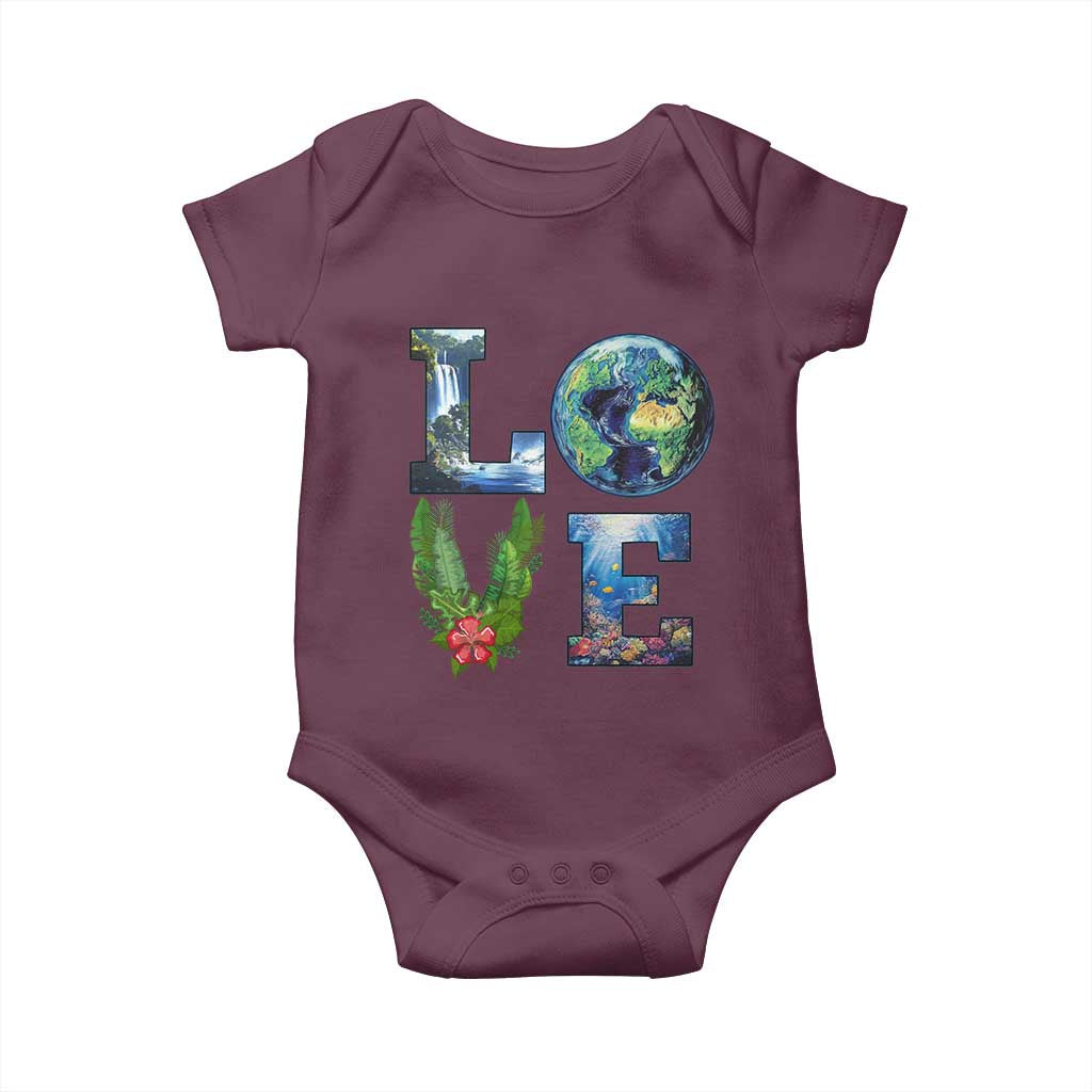 Earth Day LOVE Baby Onesie Planet Anniversary Everyday TS02 Maroon Print Your Wear