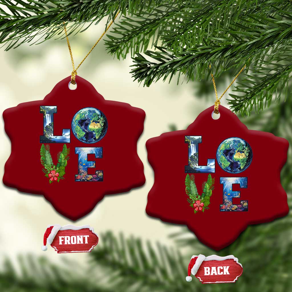 Earth Day LOVE Ceramic Ornament Planet Anniversary Everyday TS02 Print Your Wear