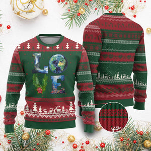Earth Day LOVE Ugly Christmas Sweater Planet Anniversary Everyday TS02 Red Green Print Your Wear