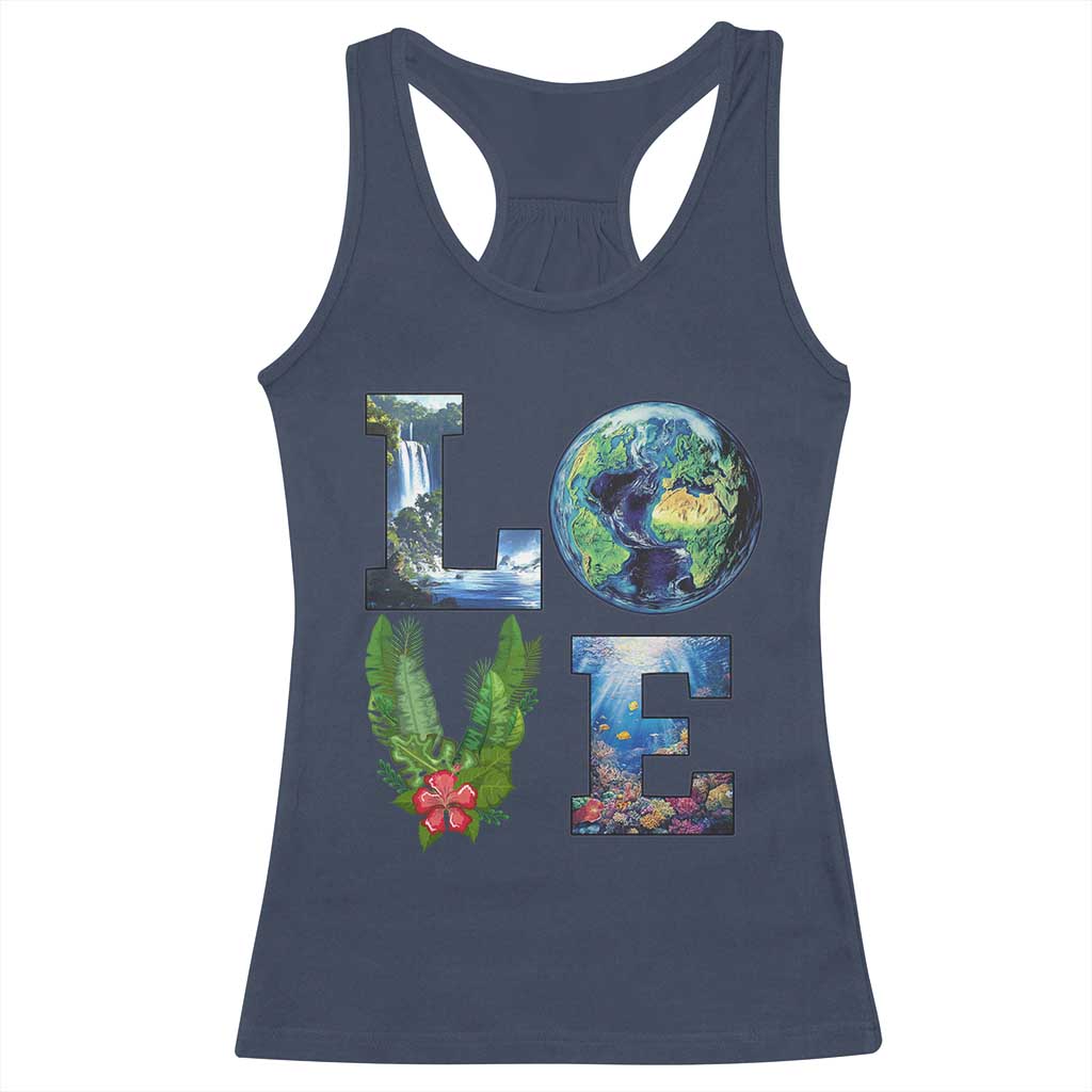 Earth Day LOVE Racerback Tank Top Planet Anniversary Everyday TS02 Navy Print Your Wear