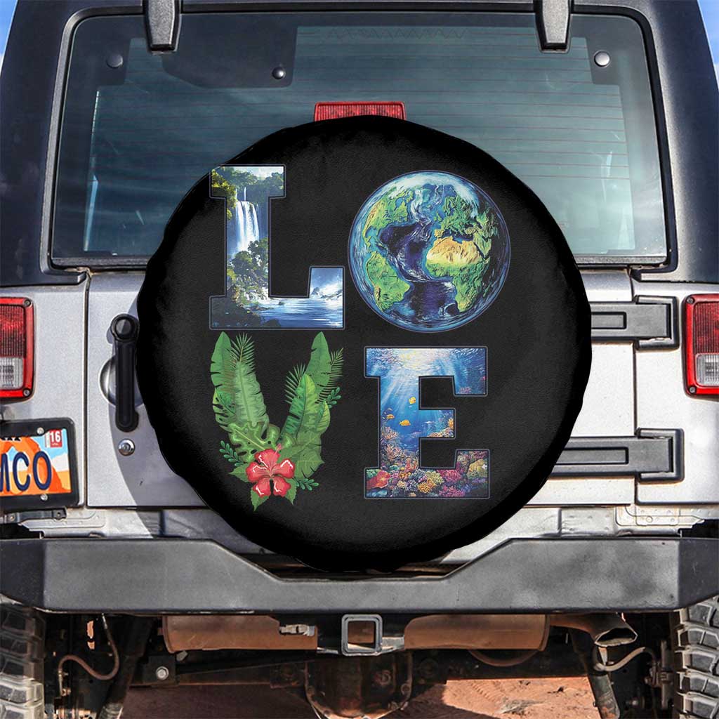Earth Day LOVE Spare Tire Cover Planet Anniversary Everyday TS02 No hole Black Print Your Wear