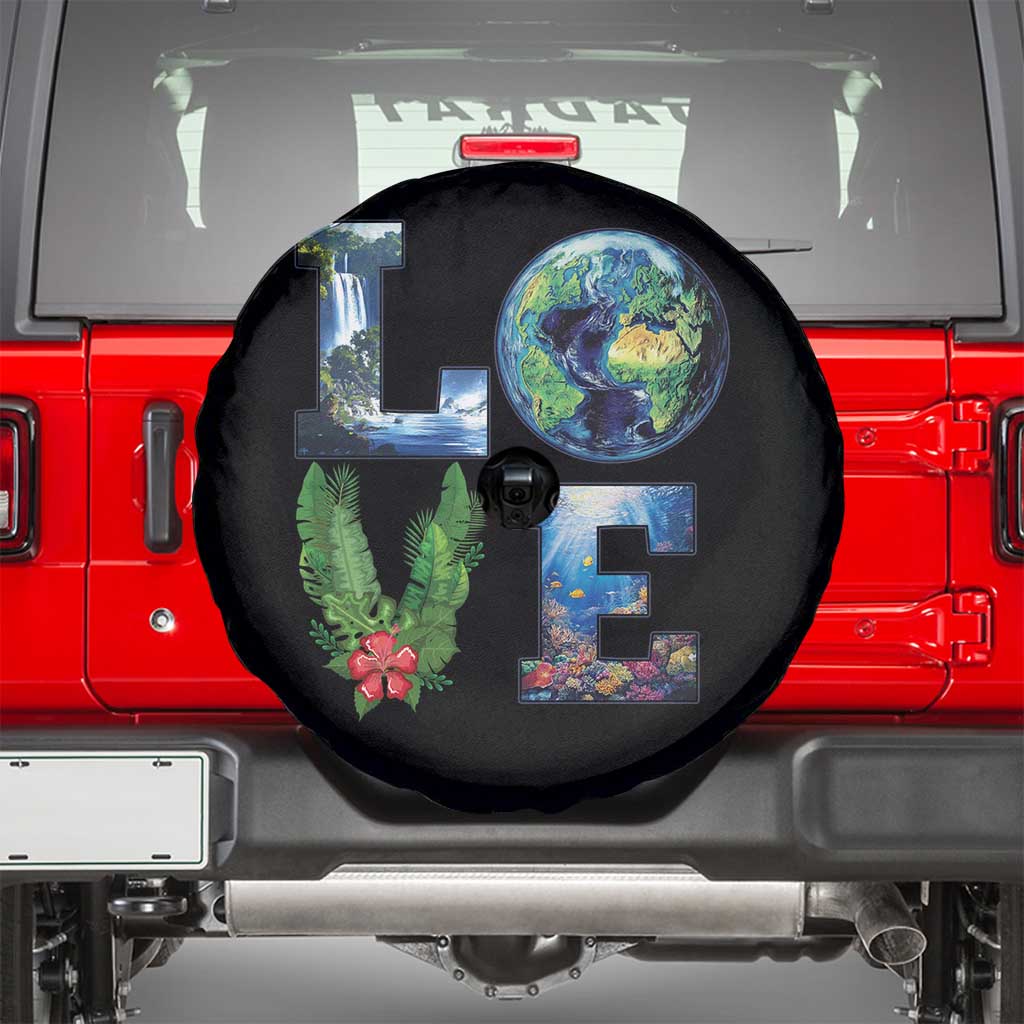 Earth Day LOVE Spare Tire Cover Planet Anniversary Everyday TS02 Black Print Your Wear
