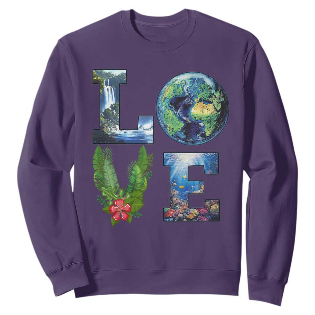Earth Day LOVE Sweatshirt Planet Anniversary Everyday TS02 Purple Print Your Wear