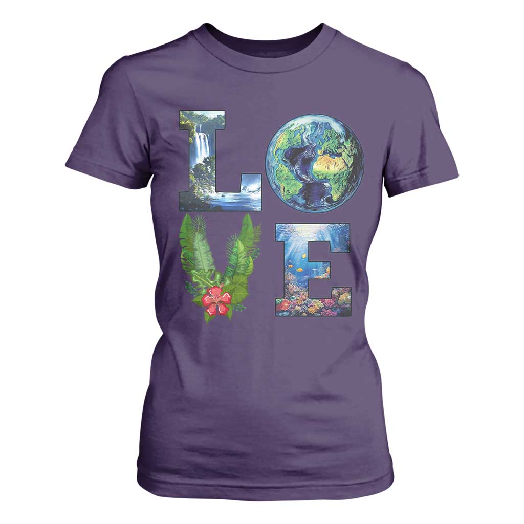 Earth Day LOVE T Shirt For Women Planet Anniversary Everyday TS02 Purple Print Your Wear