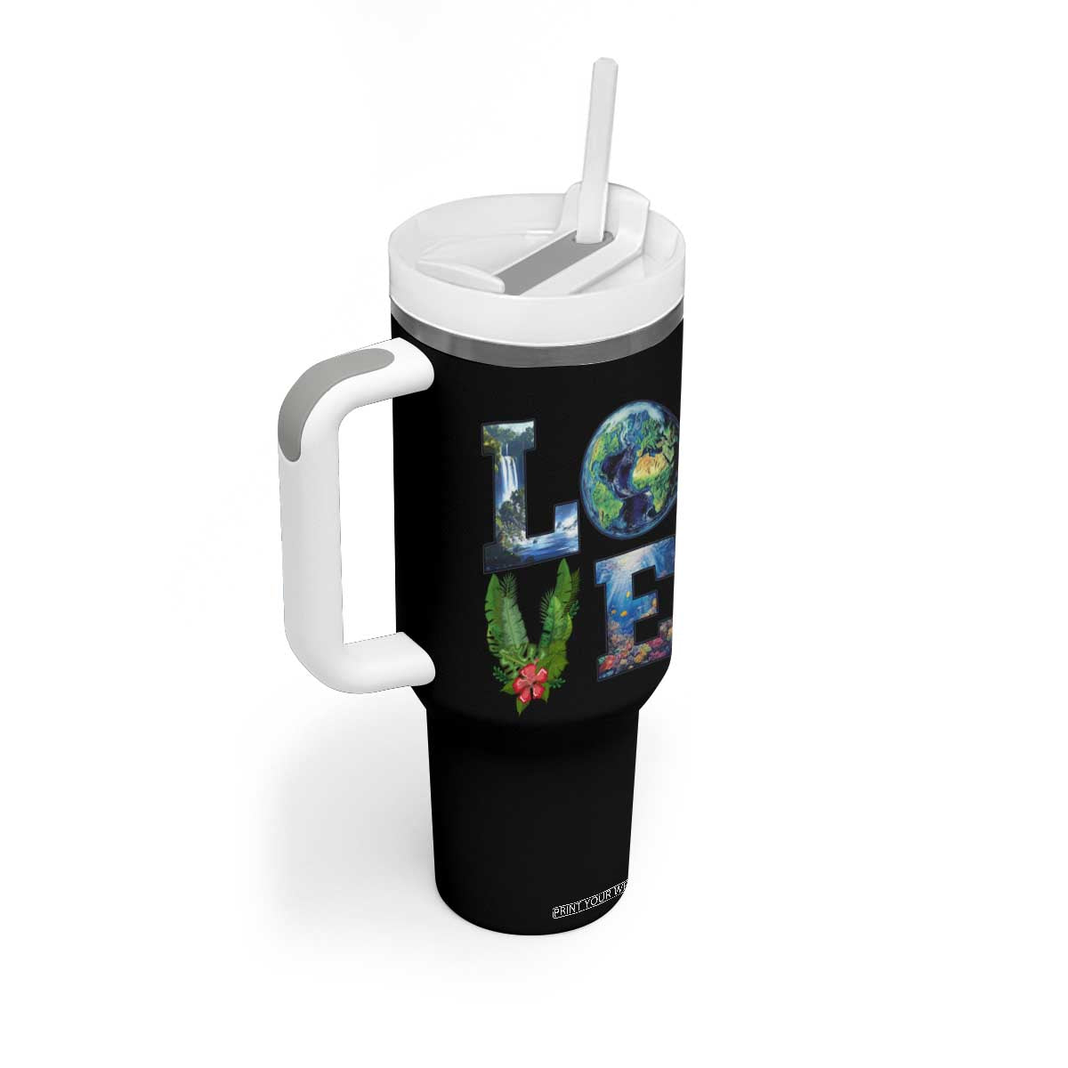 Earth Day LOVE Tumbler With Handle Planet Anniversary Everyday TS02 Print Your Wear