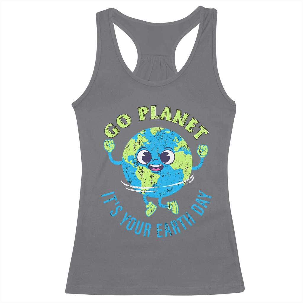 Go Planet It's Your Earth Day Racerback Tank Top TS02 Charcoal Print Your Wear