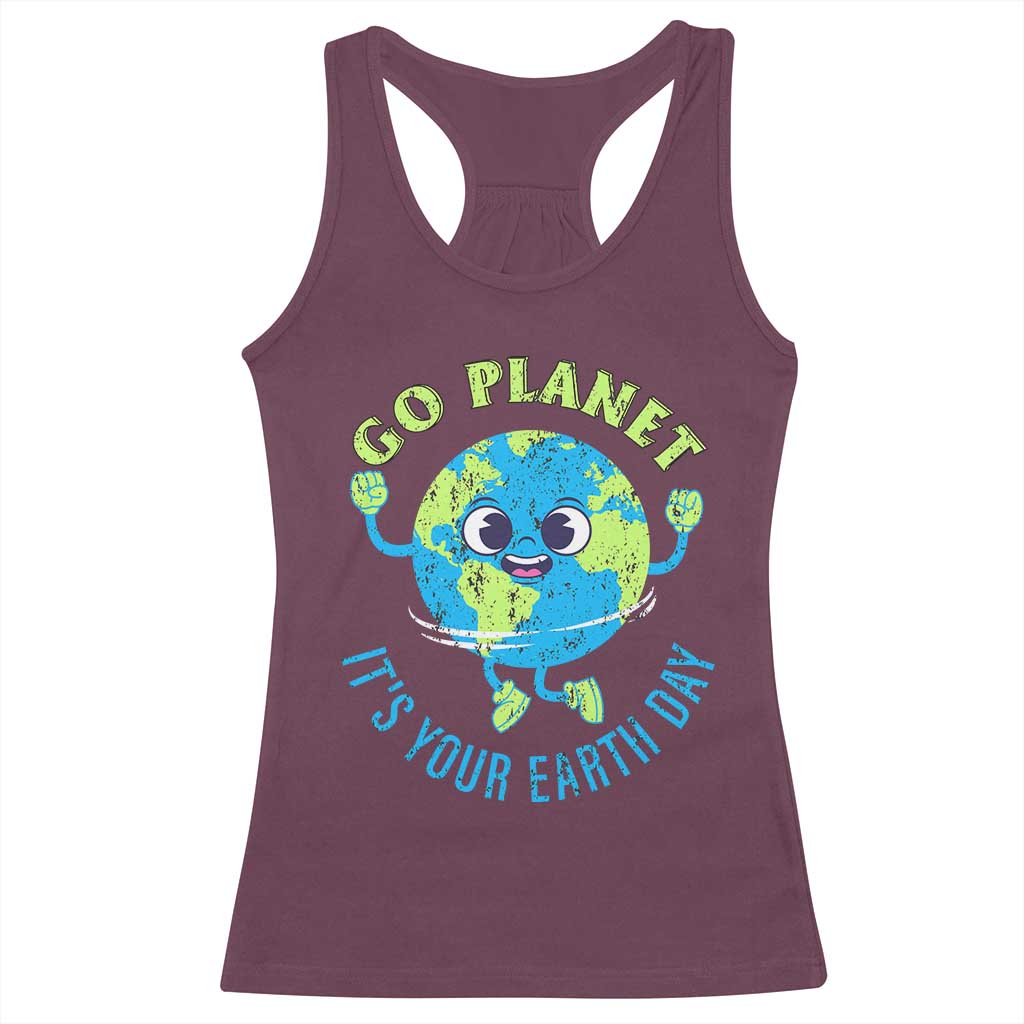 Go Planet It's Your Earth Day Racerback Tank Top TS02 Maroon Print Your Wear