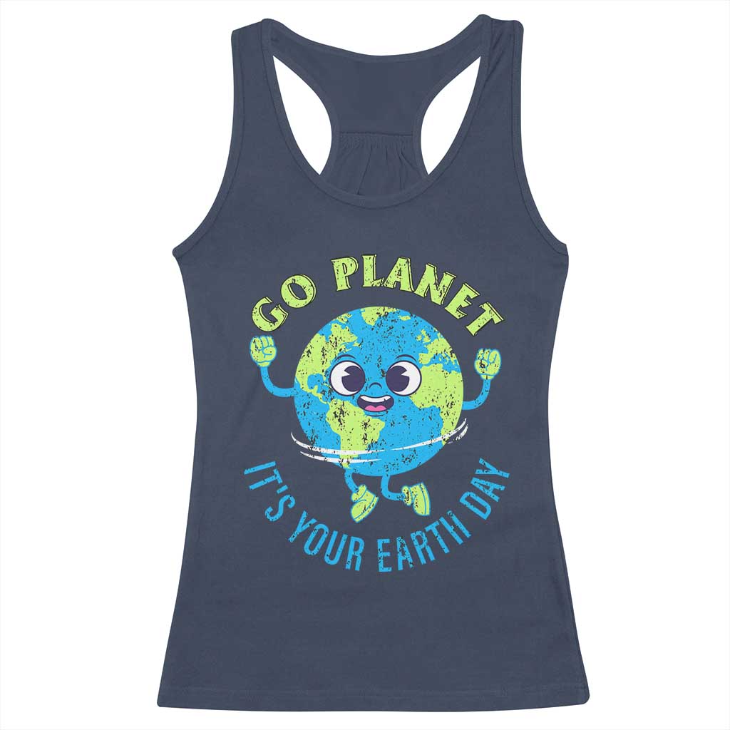 Go Planet It's Your Earth Day Racerback Tank Top TS02 Navy Print Your Wear