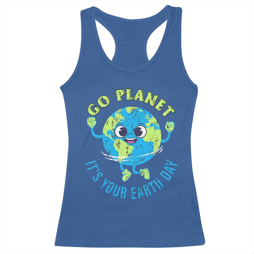 Go Planet It's Your Earth Day Racerback Tank Top TS02 Royal Blue Print Your Wear