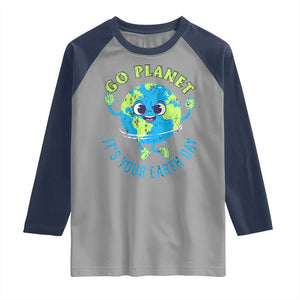 Go Planet It's Your Earth Day Raglan Shirt TS02 Sport Gray Navy Print Your Wear
