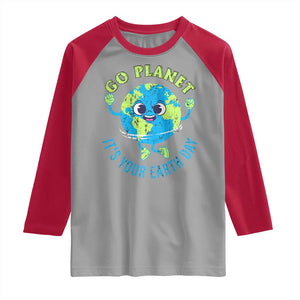 Go Planet It's Your Earth Day Raglan Shirt TS02 Sport Gray Red Print Your Wear