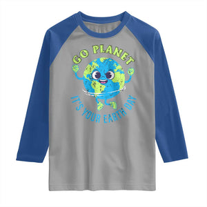 Go Planet It's Your Earth Day Raglan Shirt TS02 Sport Gray Royal Print Your Wear