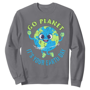 Go Planet It's Your Earth Day Sweatshirt TS02 Charcoal Print Your Wear