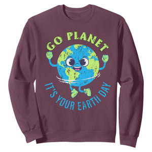 Go Planet It's Your Earth Day Sweatshirt TS02 Maroon Print Your Wear