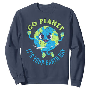 Go Planet It's Your Earth Day Sweatshirt TS02 Navy Print Your Wear