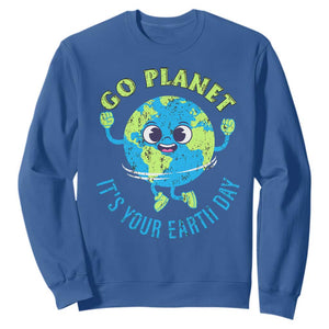 Go Planet It's Your Earth Day Sweatshirt TS02 Royal Blue Print Your Wear