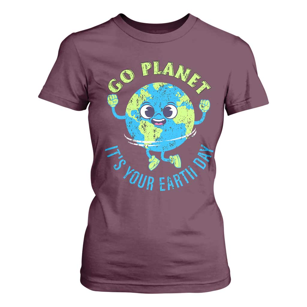 Go Planet It's Your Earth Day T Shirt For Women TS02 Maroon Print Your Wear