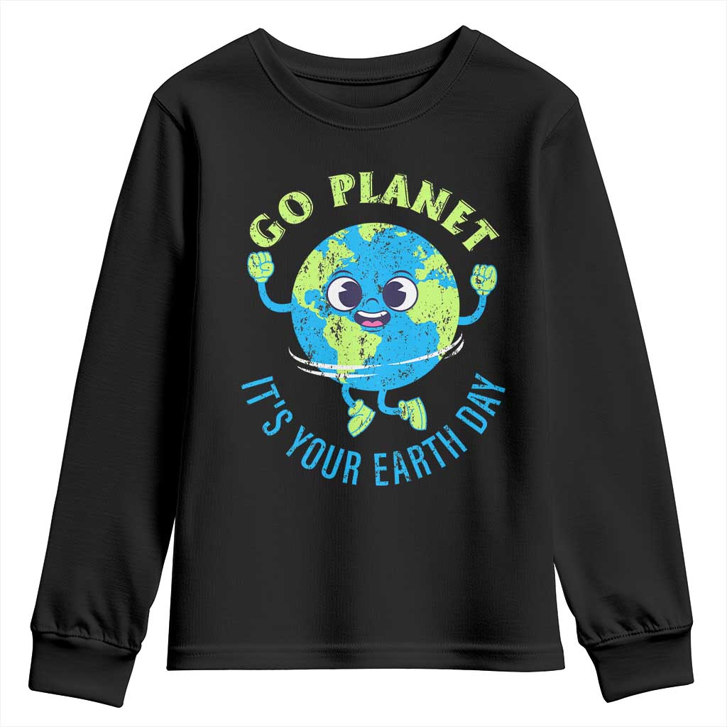 Go Planet It's Your Earth Day Youth Sweatshirt TS02 Black Print Your Wear