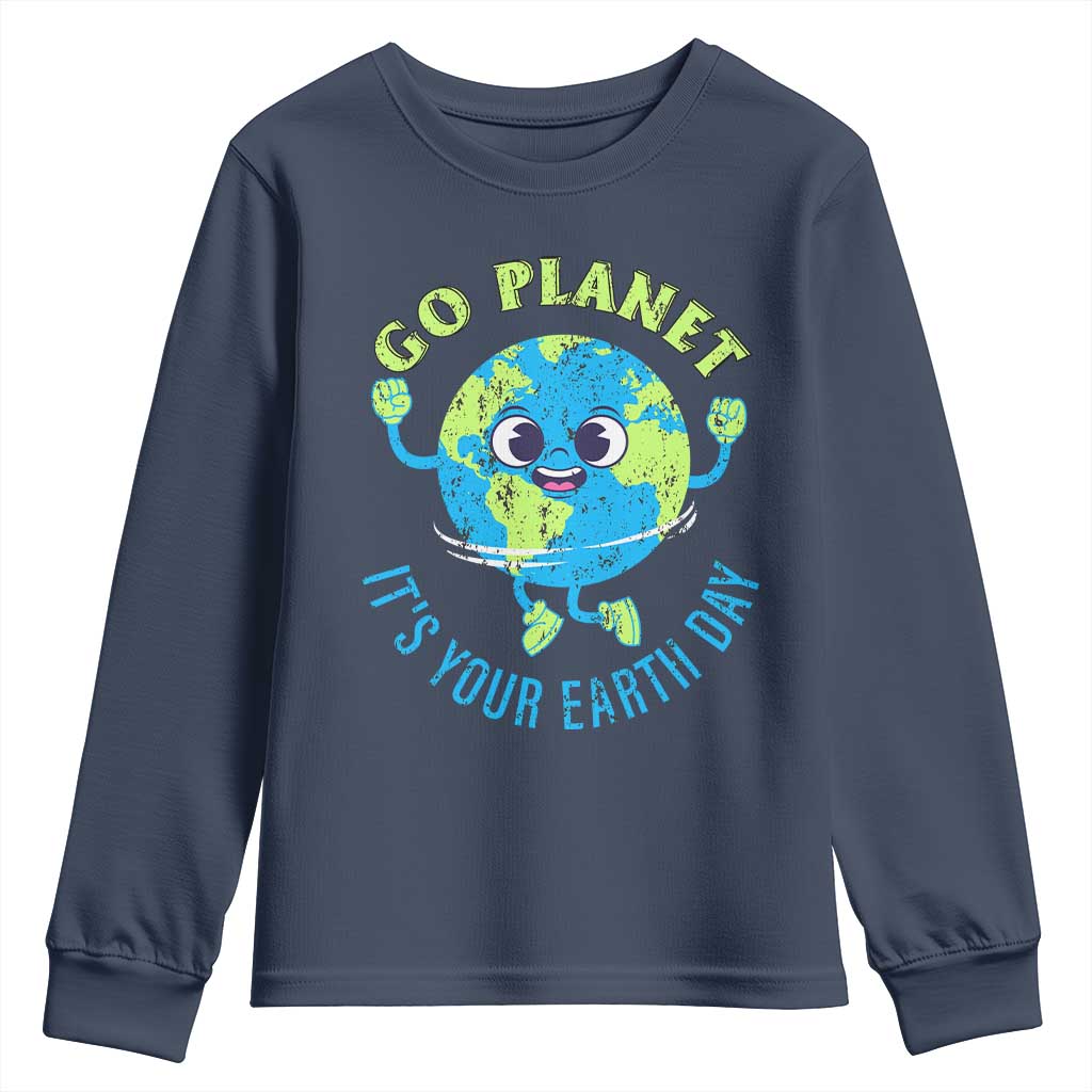 Go Planet It's Your Earth Day Youth Sweatshirt TS02 Navy Print Your Wear