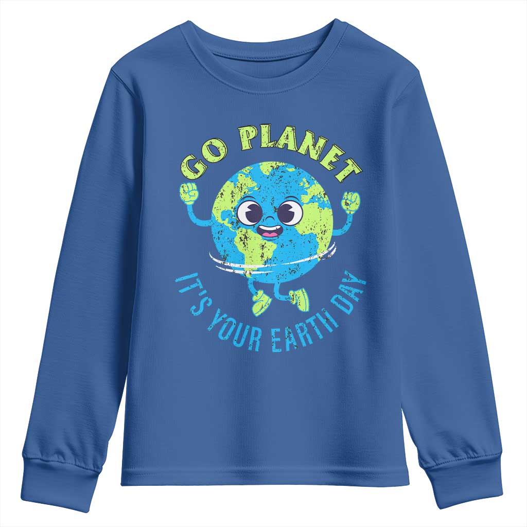 Go Planet It's Your Earth Day Youth Sweatshirt TS02 Royal Blue Print Your Wear