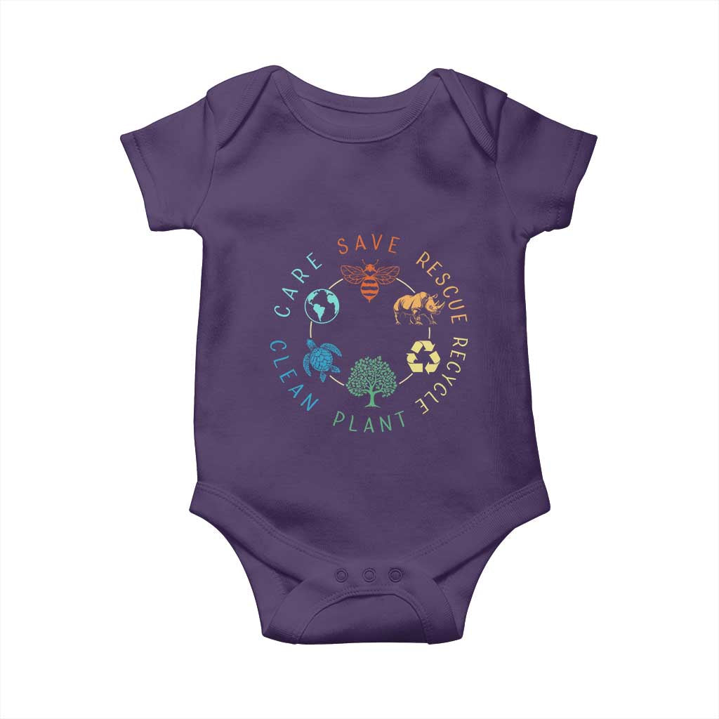 Save Bees Rescue Animals Recycle Plastic Baby Onesie Earth Day Protect The Environment TS02 Purple Print Your Wear