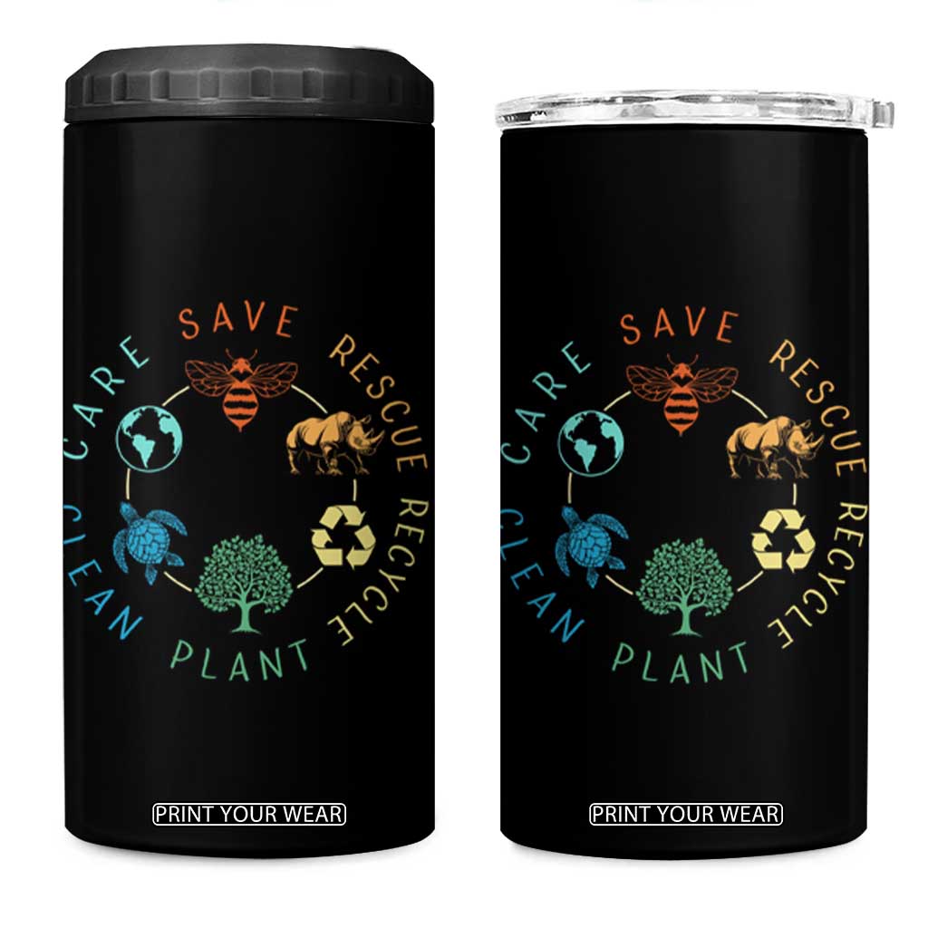 Save Bees Rescue Animals Recycle Plastic 4 in 1 Can Cooler Tumbler Earth Day Protect The Environment TS02 One Size: 16 oz Black Print Your Wear