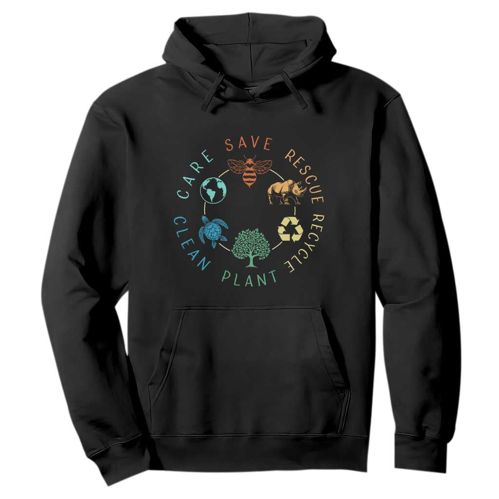 Save Bees Rescue Animals Recycle Plastic Hoodie Earth Day Protect The Environment TS02 Black Print Your Wear