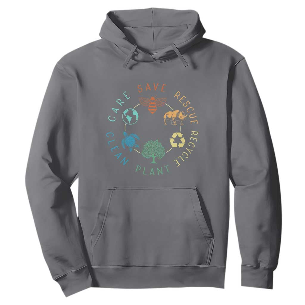 Save Bees Rescue Animals Recycle Plastic Hoodie Earth Day Protect The Environment TS02 Charcoal Print Your Wear