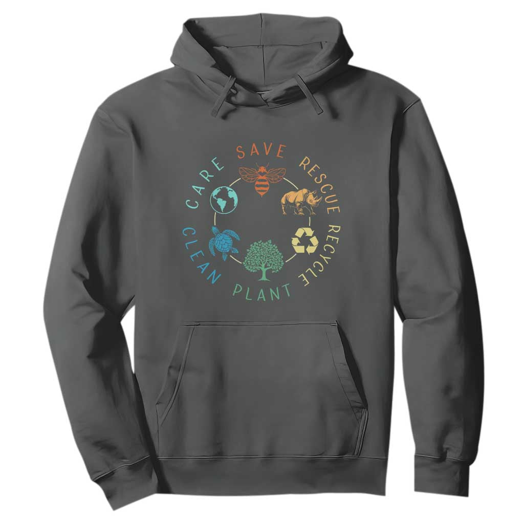 Save Bees Rescue Animals Recycle Plastic Hoodie Earth Day Protect The Environment TS02 Dark Heather Print Your Wear