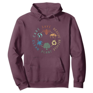 Save Bees Rescue Animals Recycle Plastic Hoodie Earth Day Protect The Environment TS02 Maroon Print Your Wear