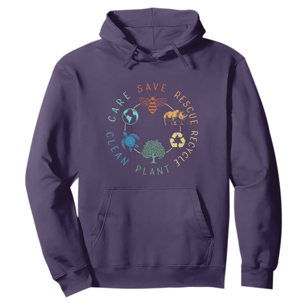 Save Bees Rescue Animals Recycle Plastic Hoodie Earth Day Protect The Environment TS02 Purple Print Your Wear